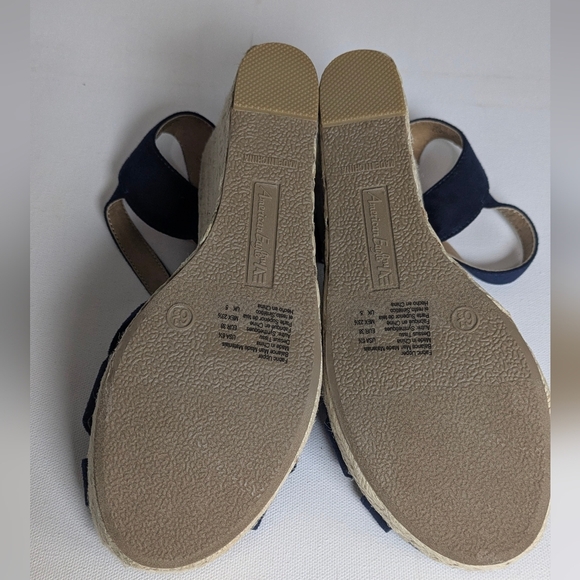 American Eagle Women's Dark Blue Espadrille Wedge Sandal Slingback Heel Sz 6.5 - Picture 8 of 9